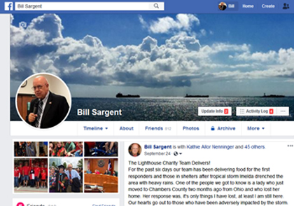 Screen shots of Bill Sargent's Facebook Page