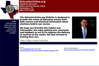 Screen Print of GalvestonVotes.Org Website
